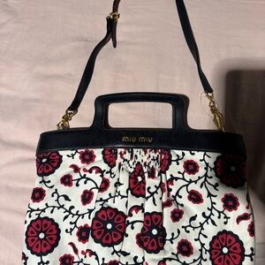 Miu Miu Black and Red Floral Shoulder Bag